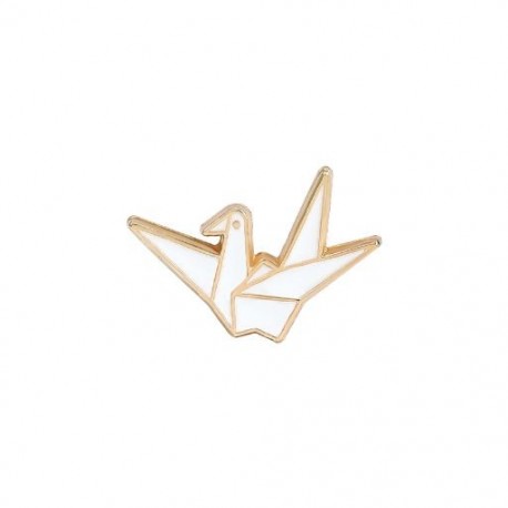 Fém színe: XZ3145 - Papírdaruk zománctű Egyedi fehér piros origami madár bross táska hajtóka kitűzők egyszerű állat