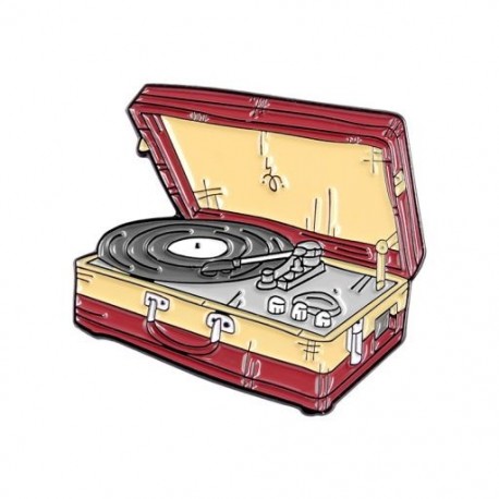 Fém színe: XZ2291 - Punk Zene Lovers Zománc Pin Jó hangulatú kazetta DJ Vinyl Record Player kitűző bross Lapel pin Farmer