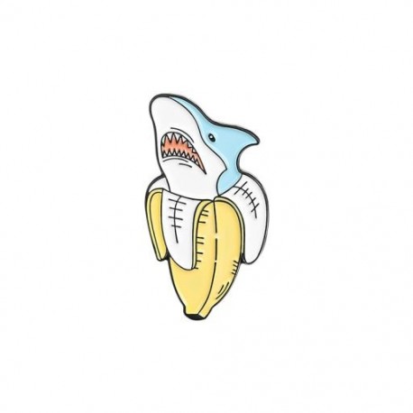 Fém színe: XZ3068 - Shark are Friends Zománctű Egyedi Shark Week Banán Szörföző Bross Táska Csuklótű Szórakoztató