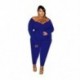 Szín: Sötétkék - CM.YAYA Plus Size XL-5XL nyári női kombiné V-nyakú váll nélkül, teljes ujjú Bodycon szexi Night