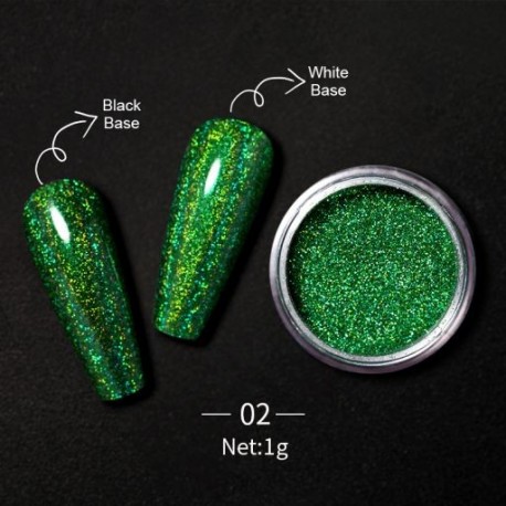 Szín: Ho-02 - Színes körömtükör csillámpor fémes színű körömdíszítő gél lakk króm pehely pigment por