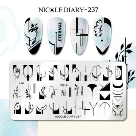 Szín: NICOLE NAPLÓ-237 - NICOLE NAPLÓ French Line Geometry körömbélyegző lemezek rozsdamentes acél csillag szív virág