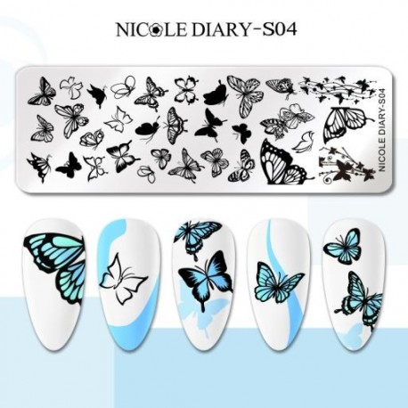 Szín: NICOLE DIARY-S04 - NICOLE NAPLÓ French Line Geometry körömbélyegző lemezek rozsdamentes acél csillag szív virág