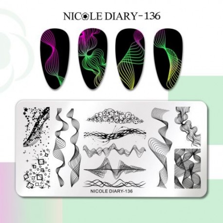 Szín: NICOLE NAPLÓ-136 - NICOLE NAPLÓ French Line Geometry körömbélyegző lemezek rozsdamentes acél csillag szív virág
