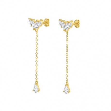 2 - Clover Bojt 925 Sterling ezüst fülbevaló nőknek csepp fülbevaló piercing Pendientes porc 18 karátos arany ékszer