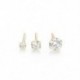 Arany - 3db/készlet 925 Sterling ezüst fülbevaló 2mm 3mm 4mm Minimalista négykarmos gyémánt fülbevaló finom ékszer