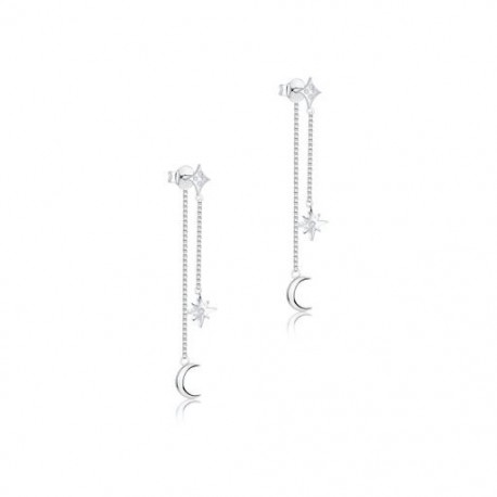 Fekete - Star Moon Bojt fülbevaló ezüst 925 női fülbevaló csepp fülbevaló esküvői parti 18K arany piercing ékszer