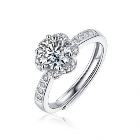 10 - Luxus 1CT moissanite halo gyűrű cirkon burkolt, gyémánt esküvői négyzet alakú gyűrű 925 ezüst ékszer nőknek