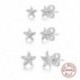 6 - 3db/szett Csillag virág cirkon fülbevaló nőknek 925 sterling ezüst fülbevaló karika Pendientes Plata esküvői