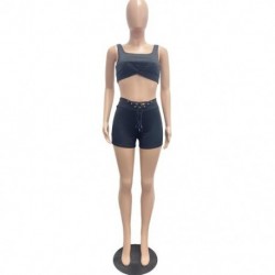 Szín: fekete XXL - Nyári, alkalmi, sportos női tréningruha 2 részes készletek Ujjatlan tank felső és fűzős,