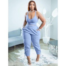 Szín: L kék XXL - Hazatérő, légáteresztő, kétrészes szettek női, dekoltázs mély, háttámlával vágott felső és