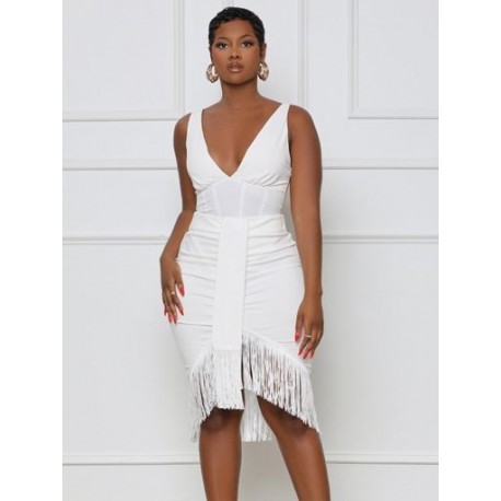 Szín: fehér L - Bojt Hemline szexi női domború bodycon szoknya Szexi magas derekú push up csomag csípő alsó elegáns