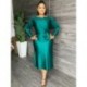 Szín: zöld L - Elegáns divatos női kötszeres sellő ruha klasszikus kerek nyakú, hosszú ujjú, térdig érő ruhák