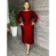 Szín: Burgundy L - Elegáns divatos női kötszeres sellőruha klasszikus kerek nyakú, hosszú ujjú, térdig érő ruhák