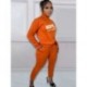 Szín: narancssárga L - Aktív női készletek betűnyomásos állvány galléros hosszú ujjú pulóver húzózsinórral