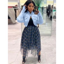 Szín: kék M - Őszi téli női puffer meleg öblítőkabát Divat Állványgallér hosszú ujjú Crop dzsekik Alkalmi masszív