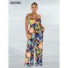 Szín: Multi XL - Vállon kívül, virágmintás Boho Jumpsuit Női 2023 kötőfék nyakú, hát nélküli széles lábú