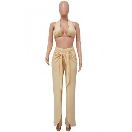 Szín: bézs L - Szilárd, 2 részes nyári szettek női, dekoltázs kötőfék, hát nélküli melltartó felsők és elöl