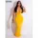 Szín: sárga M - Luxus szexi spagettipántos sellő maxi ruha Női dekoltázs nyitott hátú Bodycon ruhák Elegáns