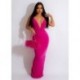 Szín: Rose M - Luxus szexi spagettipántos sellő maxi ruha Női dekoltázs nyitott hátú Bodycon ruhák Elegáns