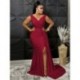 Szín: Burgundy L - Gyönyörű, oldalsó, földig érő ruhák Női, V dekoltázsú, ujjatlan Vestidos Vintage Night Clubbing