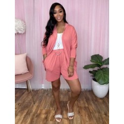 Szín: görögdinnye vörös L - Hétköznapi női szettek 2 db kétrészes nappali öltöny, hosszú ujjú nyitott elülső