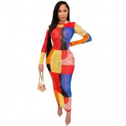 Szín: piros XXL - Hálós áttetsző Money Dollar Print Bodycon Maxi ruha Utcai ruházat Hosszú ujjú Elasztikus Magas Skinny