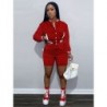 Szín: Piros XL - Női egyetemi baseballruhák, kétrészes készletek, hosszú ujjú, egysoros dzsekik és elasztikus derékú,