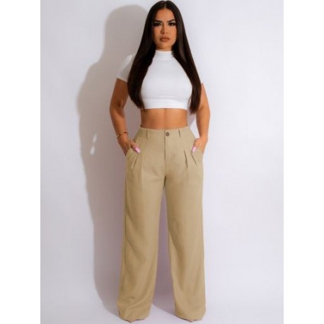 Szín: Khaki L - Y2k Streetwear magas derekú gombos, egyenes nadrág, női 2023-as koreai divat, légáteresztő, kényelmes,