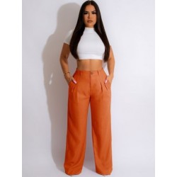Szín: narancssárga L - Y2k Streetwear magas derekú gombos, egyenes nadrág, női 2023-as koreai divat, légáteresztő,