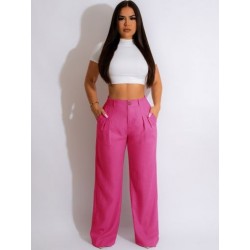 Szín: Rose L - Y2k Streetwear magas derekú gombos, egyenes nadrág, női 2023-as koreai divat, légáteresztő, kényelmes,
