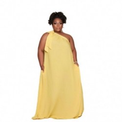 Szín: sárga XL - Női ruhák 2021 Nagy méretű női ruházat Szexi elegáns parti laza kötésű maxi ruha Utcai ruházat