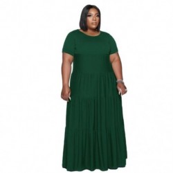 Szín: zöld 4XL - Nagy méretű ruhák női nyári ruhák laza sztreccs elegáns alkalmi maxi elegáns ruha 2022