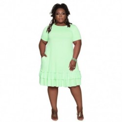 Szín: Menta 5XL - 5xl molett női ruházati ruha 2021 nyár divatos fodros szegélyű bő mini ruhák nőknek