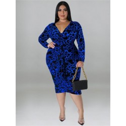 Szín: kék XXXL - Nagy méretű ruhák buli Bodycon női ruhák hosszú ujjú szexi maxi ruha irodai női elegáns 2022