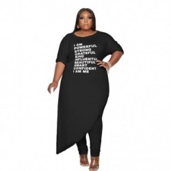 Szín: fekete XXXL - Nagy méretű ruha készletek 2 részes ruhák női ruhák O nyak bő felső, hosszú stílusú leggings