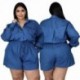 Szín: kék 4XL - Nagy méretű női jumpsuit, 2022, rugalmas derék, hosszú ujjú játszóruhák divatos alkalmi egyrészes