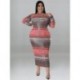 Szín: rózsaszín 5XL - Nagy méretű ruhák Nyakkendő Dye Bodycon női ruhák hosszú ujjú, alkalmi, divatos maxi ruha