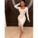 Szín: fehér XL - Női ruhák Bodycon Tassel Stretch Solid Szexi Elegáns Divatos Streetwear Maxi Ruha 2022