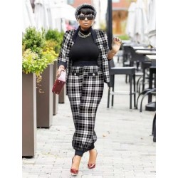 Szín: fekete fehér XXXL - Kétrészes szett női tréningruha, melegítőnadrág szettek, cipzáros felső és nadrág