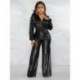 Szín: arany XXXL - Női Jumpsuit Fashion V nyakú, hosszú ujjú, szuper sztreccs, kiszélesedett lábú városi szabadidős,