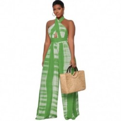 Szín: zöld XL - Női jumpsuit S-2xl Sweet Elegant O Nyak, széles láb Irodai Női Egyrészes Outfit Nyári divat