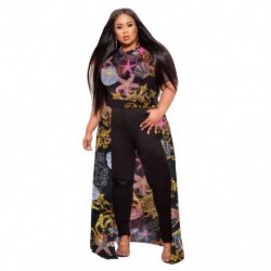 Szín: D1219 5XL - Nagy méretű ruhák női szexi hálós nyomtatás szabálytalan szegély maxi hosszúságú hát divatos