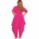 Szín: Rose Red 5XL - Nagy méretű női jumpsuit, laza, üreges ujjú, cipzáras, egyrészes ruházat, nyári tréningruha
