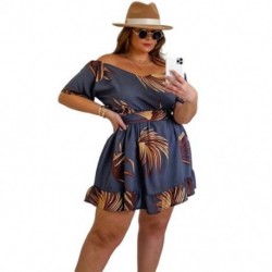 Szín: Sötétszürke XXL - Ünnepi nagy méretű ruha 4xl női elegáns party V nyakú virágmintás nyári mini ruhák nőknek