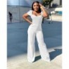 Szín: fehér XXL - Női ruházat S-3xl jumpsuit Sweet Elegant V nyakú, széles lábú, egyrészes ruhák divat 2022. nyár