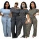 Szín: szürke XL - Nagyméretű S-5xl Jumpsuit női szexi csíkos egyrészes ruha divat Elegáns alkalmi irodai női body