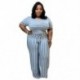 Szín: szürke XL - Nagyméretű S-5xl Jumpsuit női szexi csíkos egyrészes ruha divat Elegáns alkalmi irodai női body