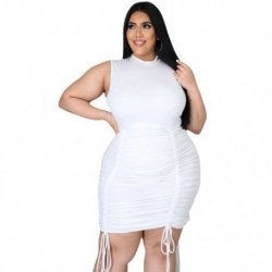 Szín: fehér 5XL - Nagy méretű ruházati női ruha 2021 nyár masszív ujjatlan Bodycon sztreccs kötéses miniruhák