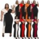 Szín: piros 5XL - Nagy méretű női ruhák Nyári patchwork Sexy Bodycon Stretch Solid v nyakú Maxi irodai női ruha